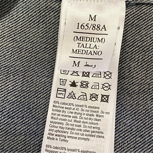 ALL SAINTS BLUE DISTRESSED HAY DENIM BUTTON UP COLLARED JEAN JACKET - Picture 9 of 10